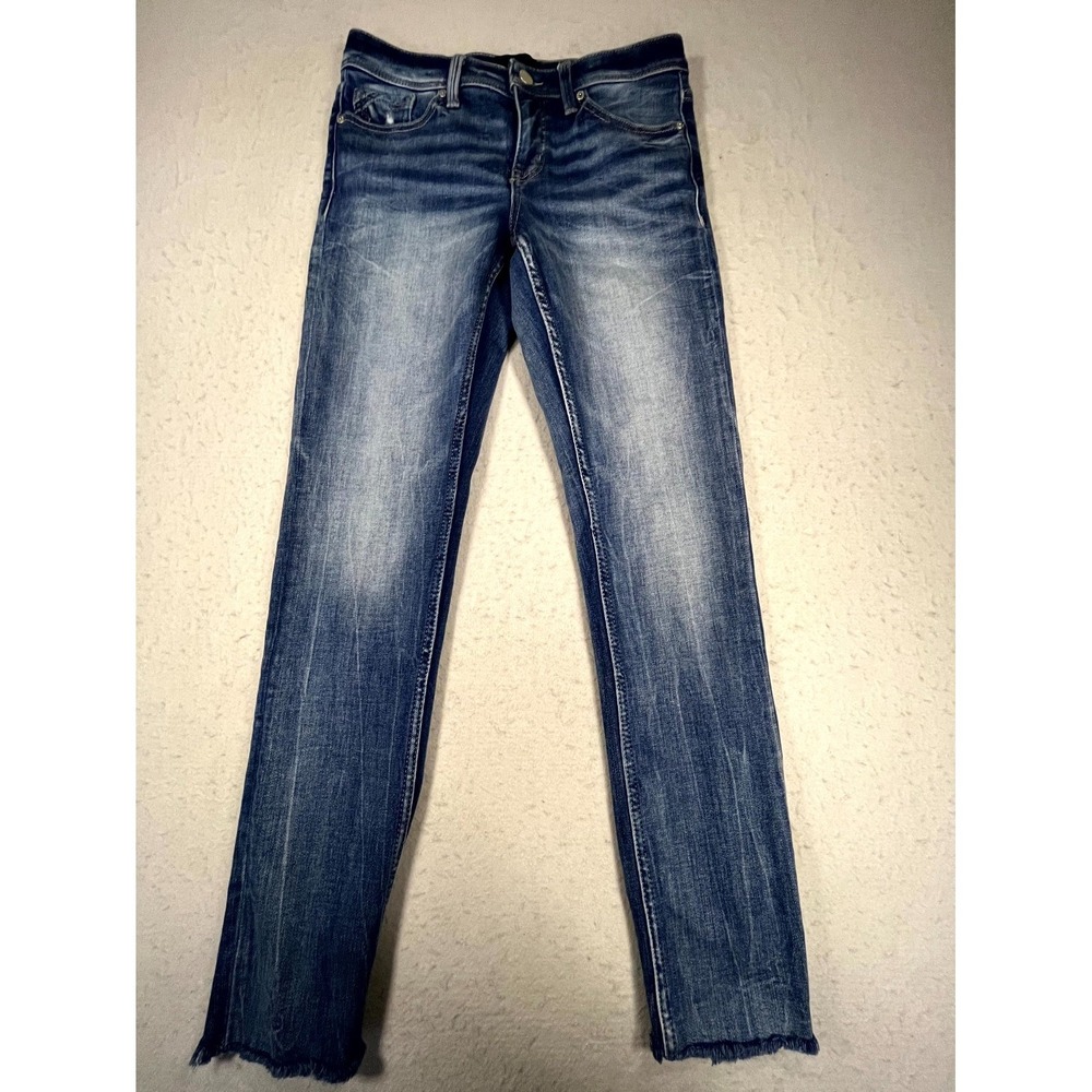 Buckle Black Boyfriend Ankle Jeans Women 26 Blue Denim Cotton Distressed Raw Hem